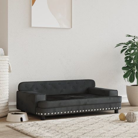 Lit pour chien Canapé chien design scandinave noir 90x53x30 cm velours 18453 (1/5)