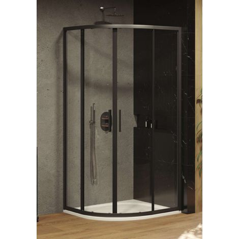 Ravak Blix - Duschabtrennung Slim BLSCP4-80, 80x80 cm, Schwarz/Klarglas X3BM40300Z1
