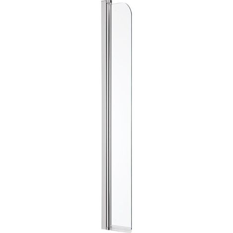 Hudson Reed – Pare-baignoire fixe en verre sécurité 6mm – Traité anti-calcaire – Ajustable 140x25cm – Pivote à 180° – Profilé aluminium poli