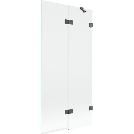 Mexen Lunar paravento vasca 2 ante destra 90 x 150 cm, trasparente, grigio canna di fucile spazzolato - 897-090-100-66-00-P (1/5)
