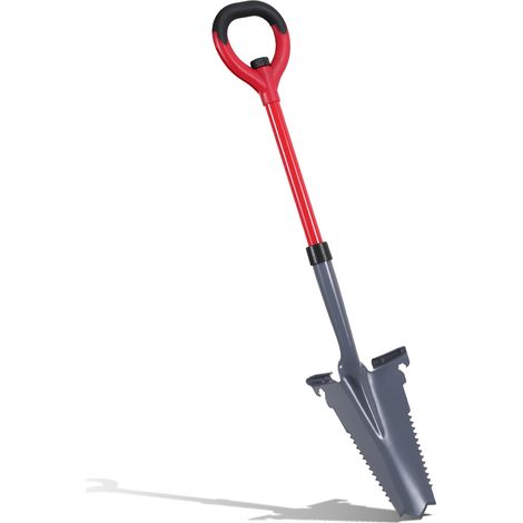 Randaco 1 pala con sierra para raíces Pala multiusos con punta cortante Mango ergonómico  para terrenos duros  Rojo