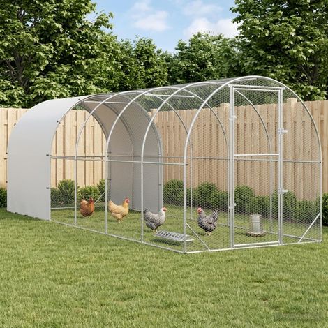 vidaXL Poulailler Argenté 600 x 200 x 200 cm Acier galvanisé (1/5)