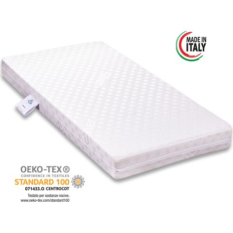 Materasso per culla lettino BIMBO antisoffoco misura 60x125 cm alto 9 cm con rivestimento sfoderabile e lavabile in lavatrice con guanciale antisoffoco in omaggio. (1/5)