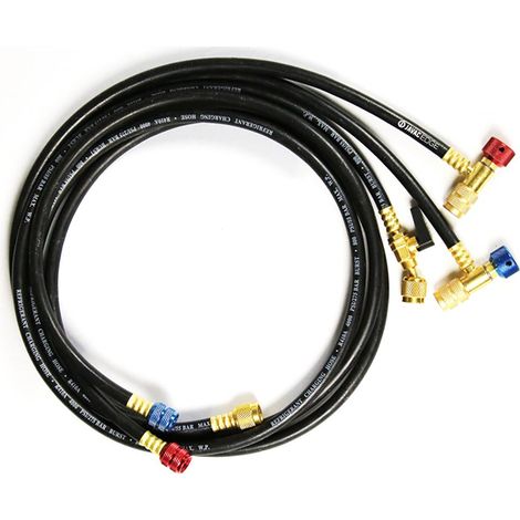 Flexible de charge Safe Seal 1/4" x 5/16" – Jeu de 3 flexibles 183 cm – Adapté pour R410A et R32 – Pression de service 800/4000 psi – Javac (1/3)