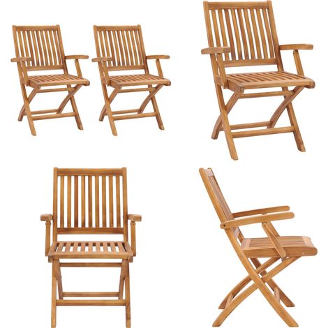 Chaises de jardin pliables lot de 2 Bois de teck massif - Chaise de jardin en bois - Chaise de jardin pliante (1/5)