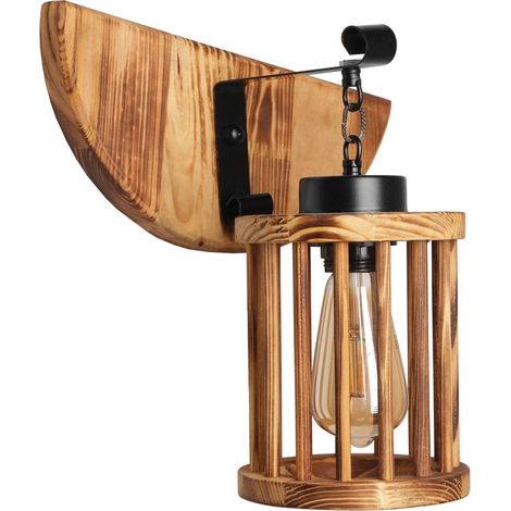 Aplique de pared, Estructura de madera 15x15x25 cm (1/2)
