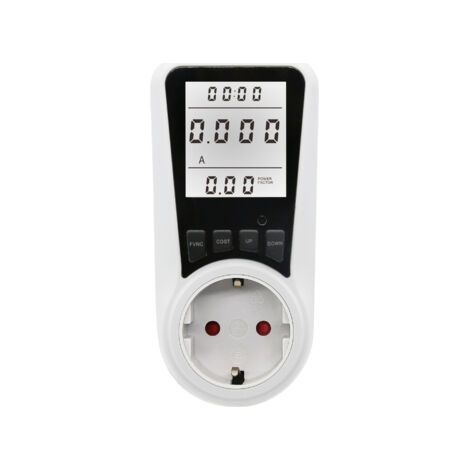 Prise de wattmètre de compteur d'énergie blanche, prise de compteur d'énergie à 7 modes, écran LCD, max 3680 W,lumière blanche (1/3)