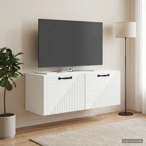 Wandmontierter TV-Schrank Hochglanz Weiß 78,5 x 31 x 30 cm (1/5)