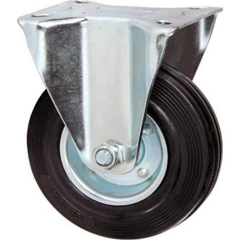 RUOTA AVO 80A RIVESTIMENTO IN GOMMA 140x37,5 MM STAFFA IN ACCIAIO SUPPORTO FISSO (1/2)