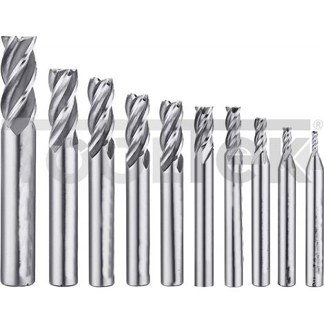 FRESE 4 TAGLIENTI HSS TESTA PIANA 2-12mm FRESA FRESATRICE TORNIO 10pz (1/5)