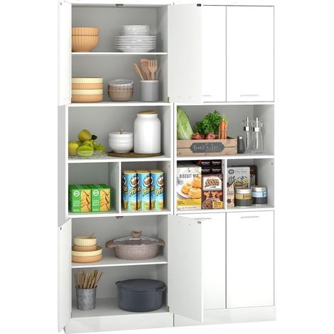 Küchenschrank 60cm Breit Weiß, 2 Stück Apothekerschrank mit Türen, Vorratsschrank (1/5)