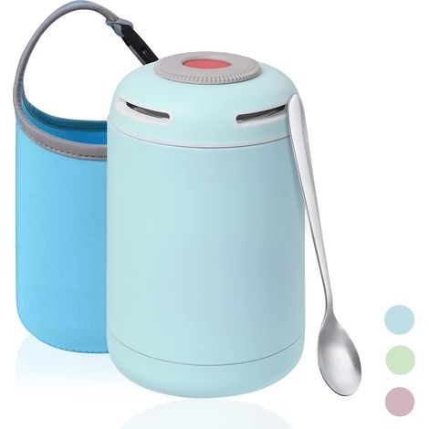 Récipient Alimentaire Isotherme, Conteneur Alimentaire Isotherme En Acier Inoxydable 480ml, Enfants, Bleu Bébé- (1/4)