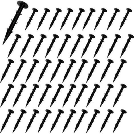 Estacas para jardín (paquete de 50), estacas de plástico resistentes con púas para telas y lonas de control de malezas. (1/5)