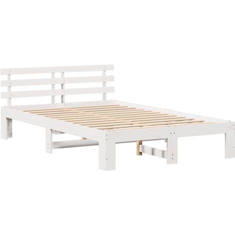 Lit double,Lit adulte,Cadre de lit Blanc 140 x 190 cm Bois de pin massif CFW9033863 (1/5)