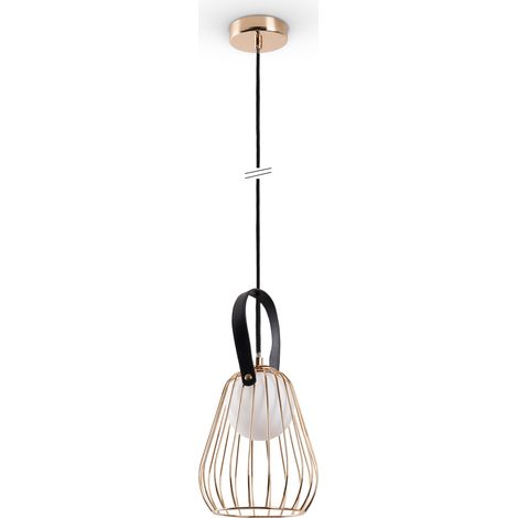 Paco Home Luminaria Suspensión Salón Vintage G9 Lámpara Jaula Comedor Metal Industrial Lámpara colgante, Oro