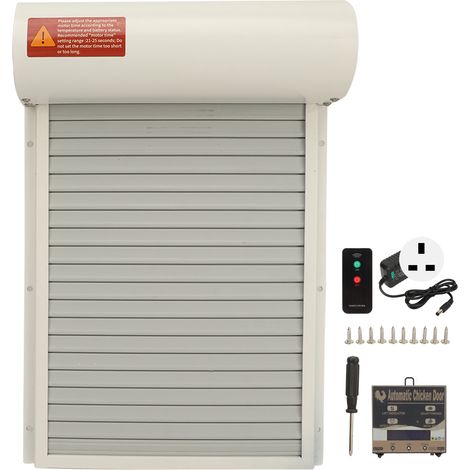 3-en-1 Porte Automatique Poulailler 100‑240V Capteur Lumière Minuterie Télécommande Ouverture Porte Poules Canards Oies Blanc Prise UK (1/5)