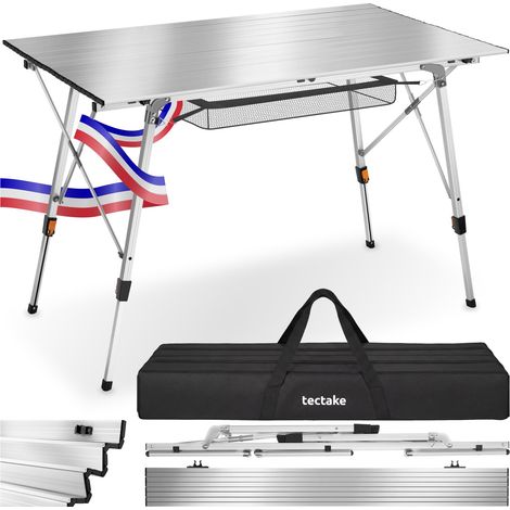 Table de camping pliante en aluminium 120 x 70,5 cm avec sac de transport et filet de rangement (1/5)