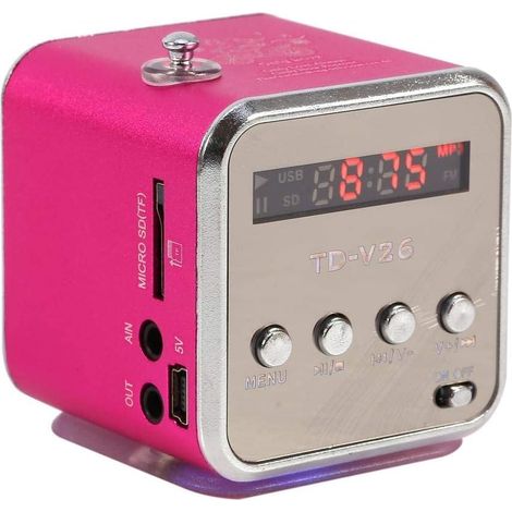 TD-V26 Mini haut-parleur Bluetooth portable avec écran numérique – Radio FM, lecteur MP3, batterie, support TF et clé USB, lecteur pour téléphone et ordinateur (1/5)