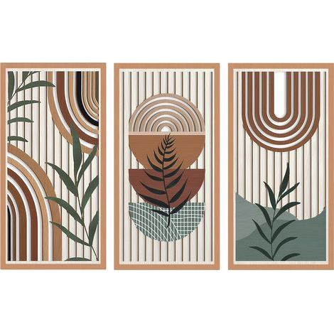 3 Pièces Sculpture Murale Bois Léger, Tableau Decoration Murale, Cadre Decoration Murale, Décor Boheme Chic, Art Mural Abstrait Moderne pour Salon, Chambre, Entrée, Galerie (1/5)