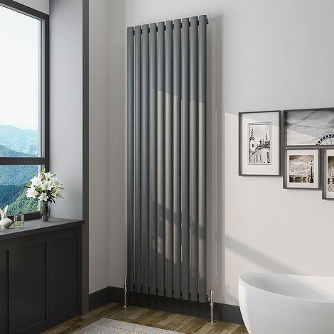 Oval Column Radiator 1800x590mm Anthracite Vertical Radiator Single Modern Central Heating Radiators
