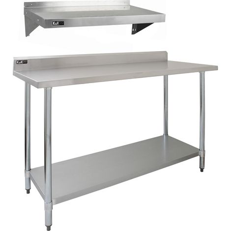 5ft Stainless Steel Catering Bench & 2 x Wall Mounted Shelves (1/5)