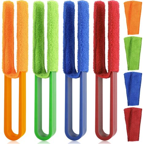 4 Pièces Brosse de Nettoyage pour Stores Vénitiens, 4 Couleurs Stores Outils de Nettoyage, Nettoyage pour Stores Vénitiens et Volets avec Housse Microfibre Lavable pour Aérations de Voiture (1/5)