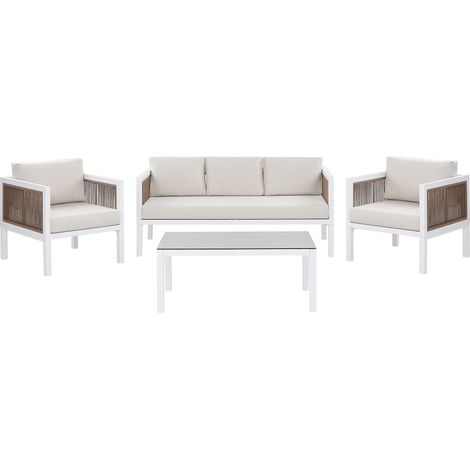 Lounge Set mit Tisch 5-Sitzer BORELLO Metall Weiß