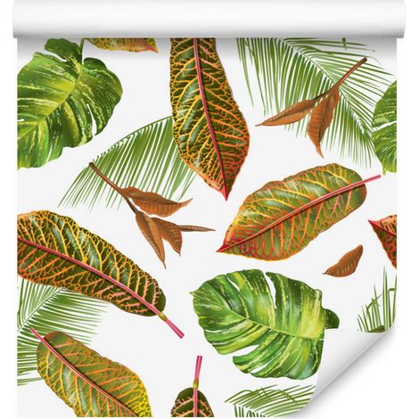 Carta da parati con foglie di palma tropicali per soggiorno e camera da letto, 50x1000 cm (1/5)