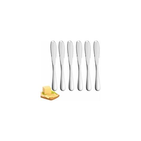 Buttermesser, 6-teiliges Butterstreichmesser-Set mit Wellenschliff, professionelles 3-in-1-Buttermesser zum Schneiden von Gemüse, Obst und Käse (Silber)