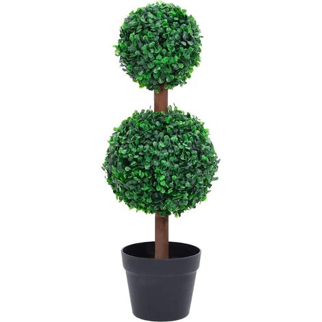 vidaXL Plante de buis artificiel avec pot Forme de boule Vert 60 cm (1/5)