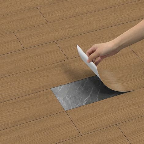Autocollant de Sol Auto-adhésif D'effet Bois, Dalles de Sol Autocollantes en Vinyle Gris Auto Adhésif Bois PVC Imperméable Résistant à l'usure Aspect pour Salle de Bain Cuisine (20cm x 300cm=0.6㎡） (1/4)