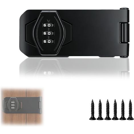 Verrouillage Porte Placard Combinaison - Serrure à Combinaison pour Portes de Placard, Armoires et Buffets, Verrou de Porte à Code Réglable (1/5)