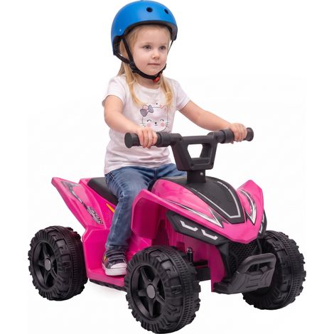 AIYAPLAY 6V Electric Car, Kids ATV with Handlebar Button Control, Rose Red (1/5)