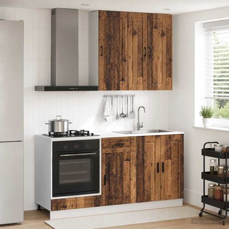 vidaXL Unité de cuisine PORTO 5 pcs Bois ancien Bois d'ingénierie (1/5)