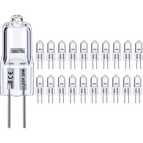 Set mit 20 G4-Niedervolt-Halogenlampen für Unterschrankbeleuchtung, Hängelampen und Schienenbeleuchtung. (1/5)