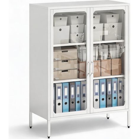 Meuble de rangement de bureau bianco 80 x 40 x 110 cm (1/5)