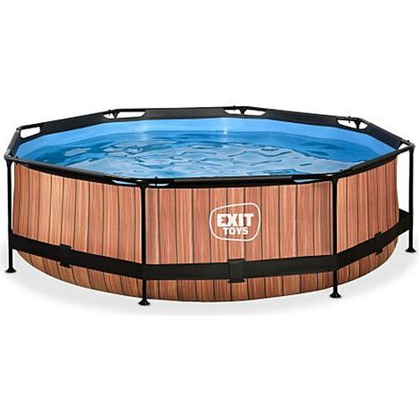 EXIT Wood Pool 10ft x 30in with Filter Pump – Brown