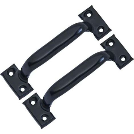 Set mit 2 Vintage-Scheunentürgriffen für Küchenschränke, Lochabstand: 101 mm, schwarzes Eisen