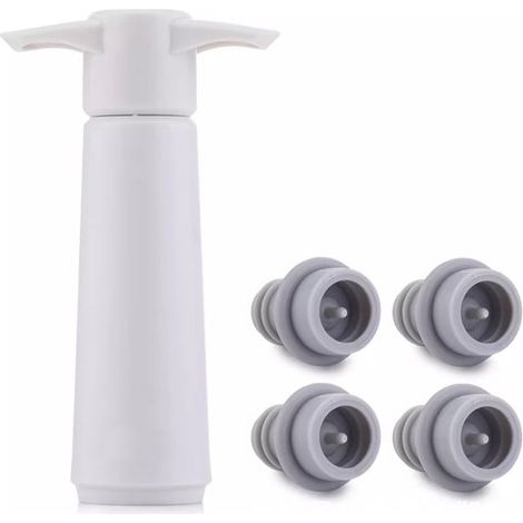 Con 4 tapas de vacío, bomba de almacenamiento de vino blanco para botellas, tapa de sellado para mantener el vino fresco, tapa (1/5)