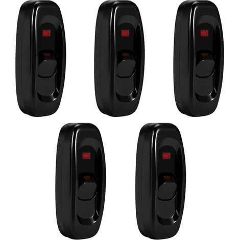 Interruttore on/off in linea da 250 V CA 10 A per lampada da tavolo o da scrivania, con indicatore LED nero - Crezuo