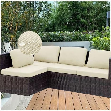 Housse De Coussin Extensible pour Salon De Jardin Housse De Siège Doux, Imperméable, Lavable, Faciles À Installer pour Terrasse Ou Intérieur (Beige,2 Seater)