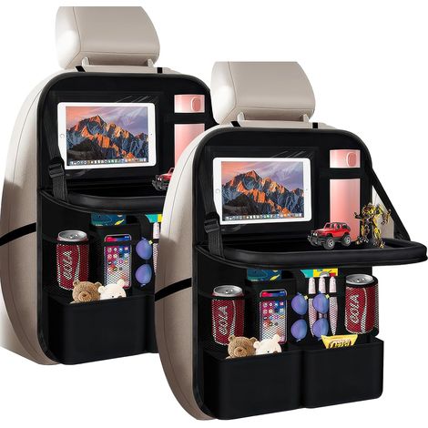 Organizer per seggiolino auto, organizer per sedile posteriore auto, protezione multifunzionale impermeabile per schienale per bambini con vassoio pieghevole (1/5)
