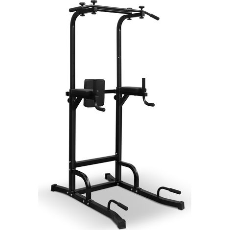Station de musculation power tower avec barre de traction et station dips réglable, dossier et coudières, pour entraînement complet à domicile  CHICFURN (1/5)