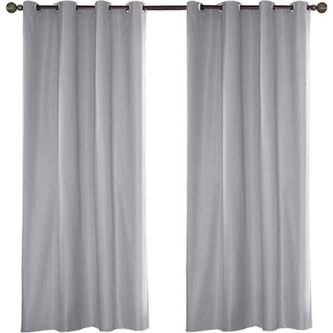 Paire de rideaux d'intérieur ou d'extérieur solides avec œillets - 137 x 275 cm - Gris clair (1/5)