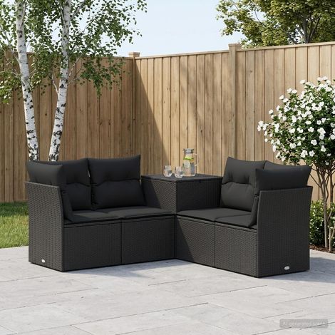 vidaXL Set di divani 5 pz Nero Rattan sintetico e Acciaio (1/5)