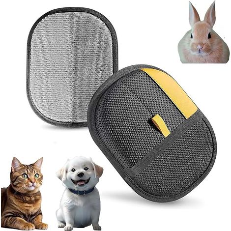 Pet Hair Remover, Pet Grooming Glove, Washable Reusable Dogs Cats Hair Gloves, Two-Way Static-Cleaning (Yellow black, 1pcs) (1/5)