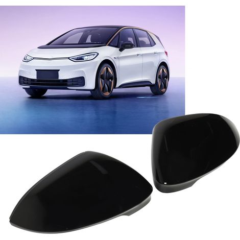 Coques de rétroviseurs noir brillant pour VW ID3 2020+ (une paire, gauche et droite) (remplacement) (sans assistance latérale) (1/5)