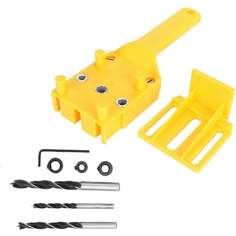Ensemble de 8 pièces pour le perçage de tourillons de menuiserie avec calibre de perçage et perceuse à main (1/5)