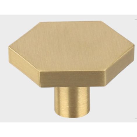 4 Pièces Boutons de Portes, Boutons Armoire Laiton, Boutons de Meuble Doré, Boutons de Tiroir de Commode, Hexagonal Monotrou Poignée pour Cuisine, Bureau, Placard (1/5)