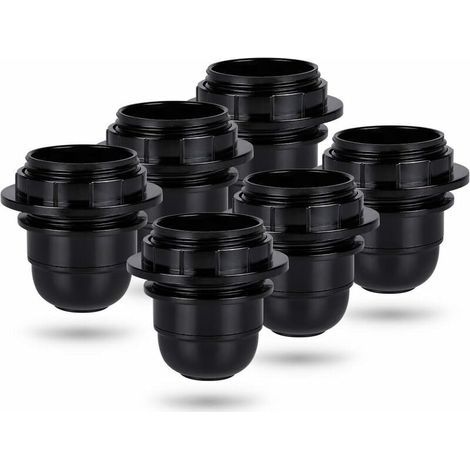 Black E27 screw socket - 6x E27 lamp socket with plastic ring - E27 bulb socket - E27 bulb socket holder for ceiling and pendant lights - E27 bulb socket (1/4)